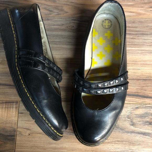 Dr. Martens Shoes - Dr. Marten black Olivia 2-strap studded Mary Janes